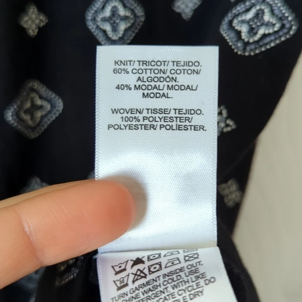 Lucky Brand Bohemian Printed Flutter Cap Sleeve Relaxed V-neck Blouse Black S - Picture 6 of 10